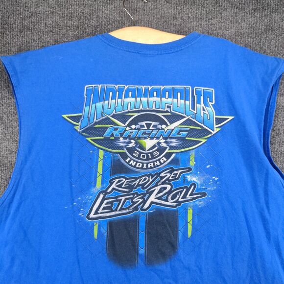 Indianapolis Indiana Racing Tank Top Mens Sleeveless Blue Crew Neck Regular Fit - Picture 8 of 13